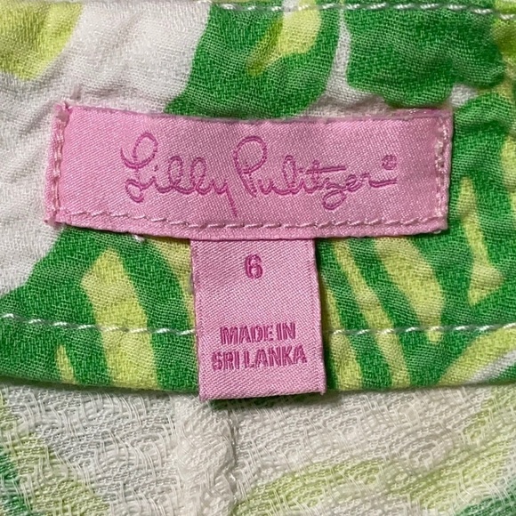 Women’s Lilly Pulitzer Liza Shorts Resort White Green Heart Breakers Size 6 - Picture 7 of 9